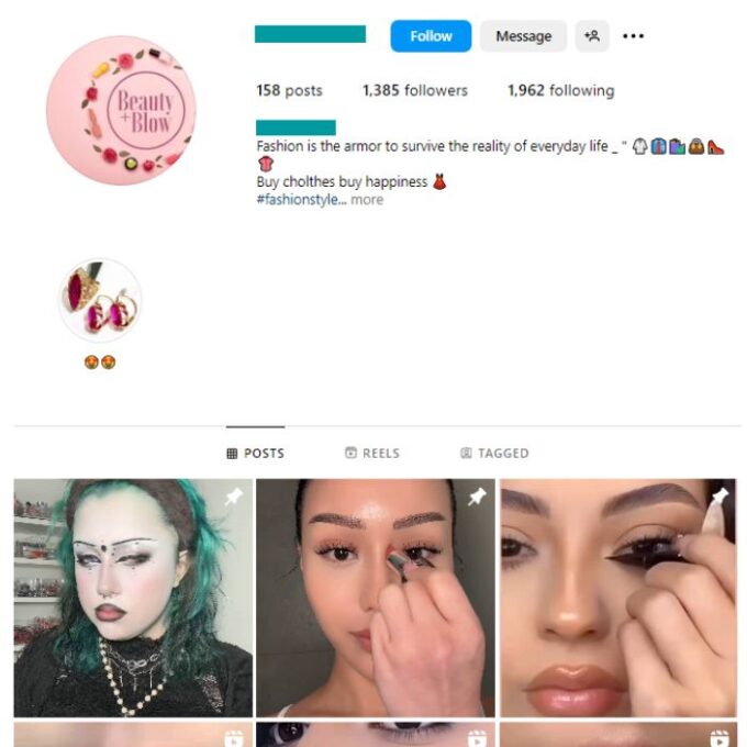 1K Eyelashes Makeup Instagram Account for sale