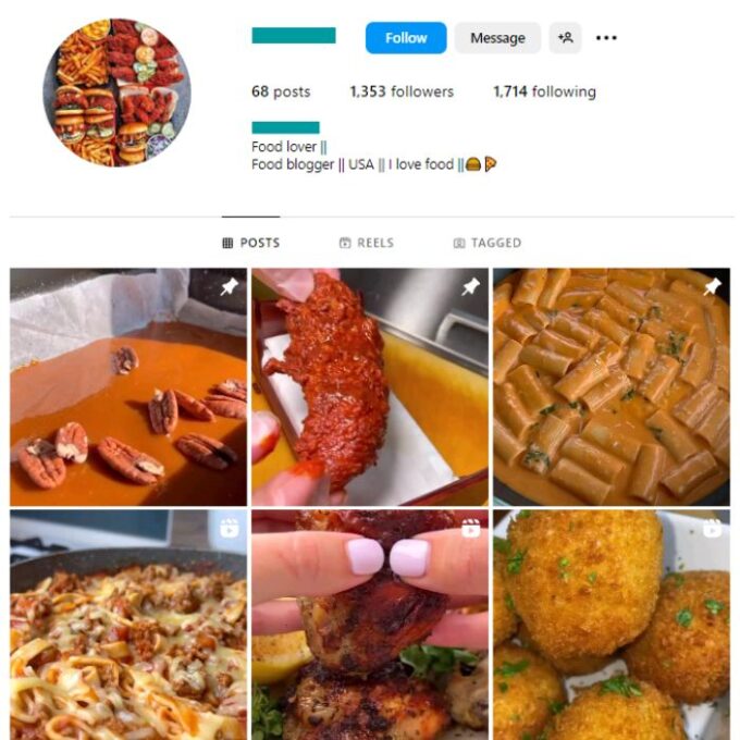 1K Fast Food Instagram Account for sale