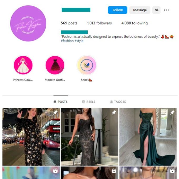 1K Girl's Dresses Fashion Instagram Account for sale
