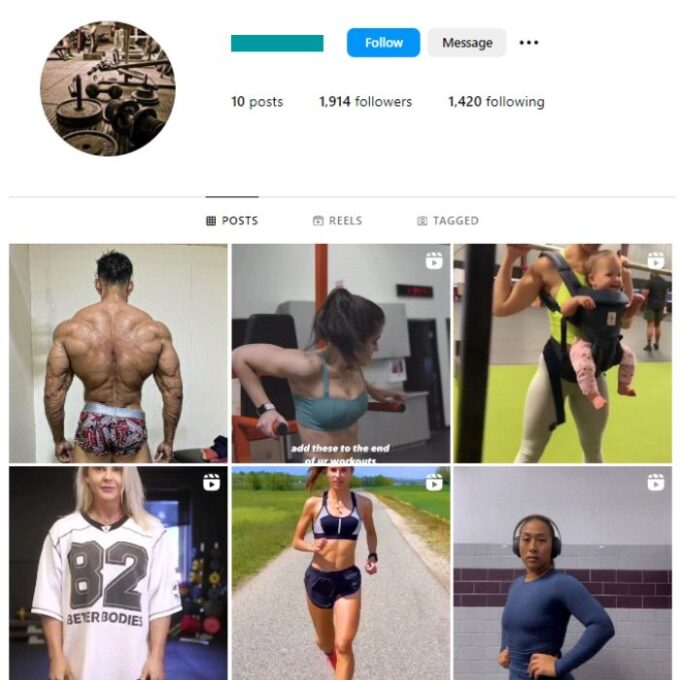1K Gym Fitness Motivation Instagram Account for sale