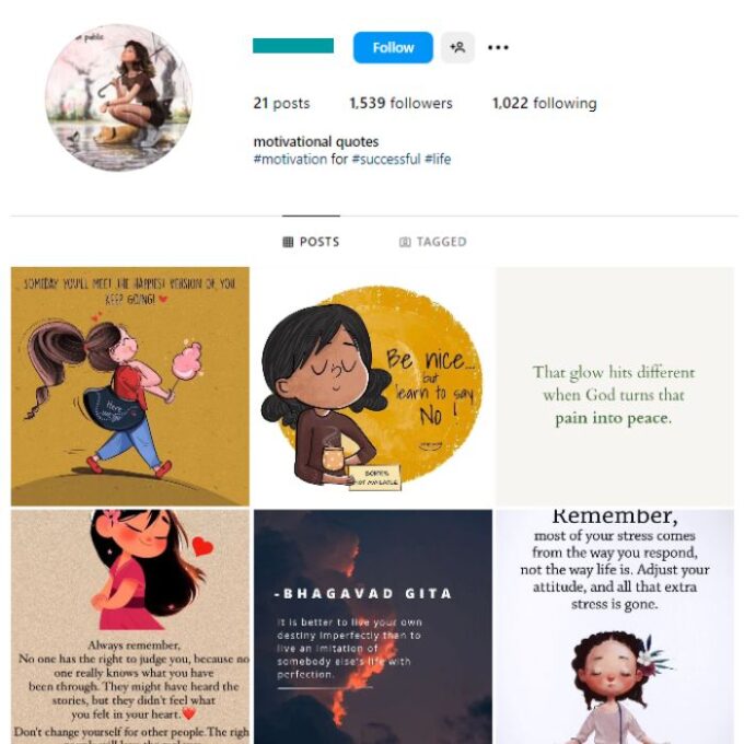 1K Positivity Quotes Instagram Account for sale