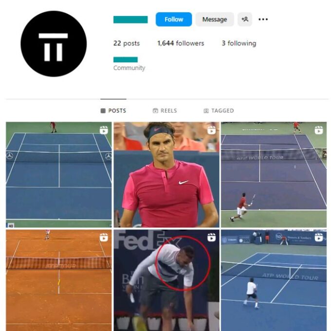 1K Tennis Sports Instagram Account for sale