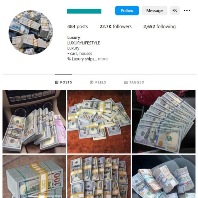 22K Millionaire Money Instagram Account for sale