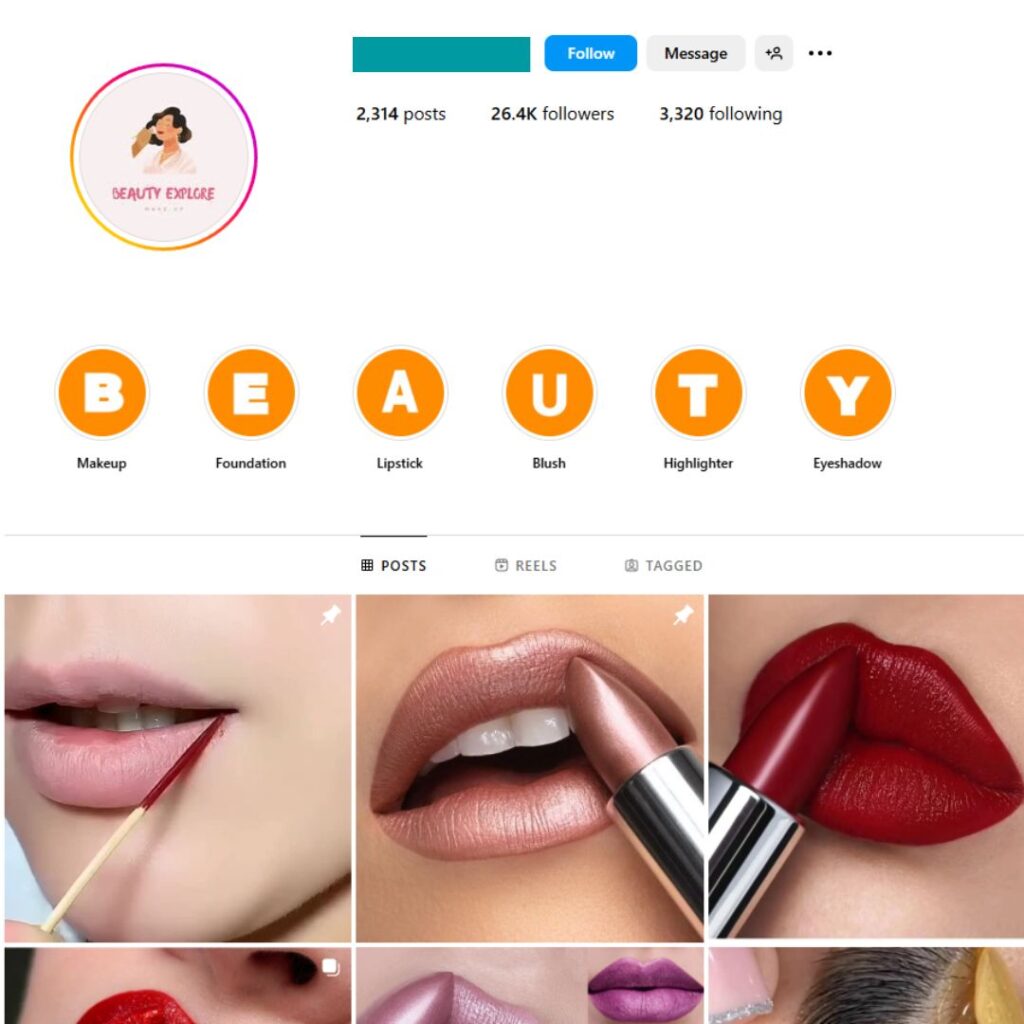 25K Beauty Lipstick Instagram Account for Sale
