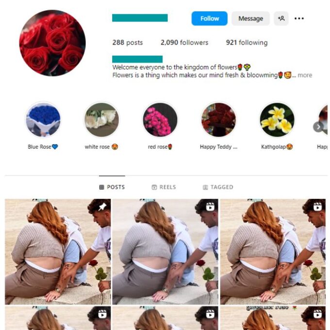 2K Flowers Roses Instagram Account for sale