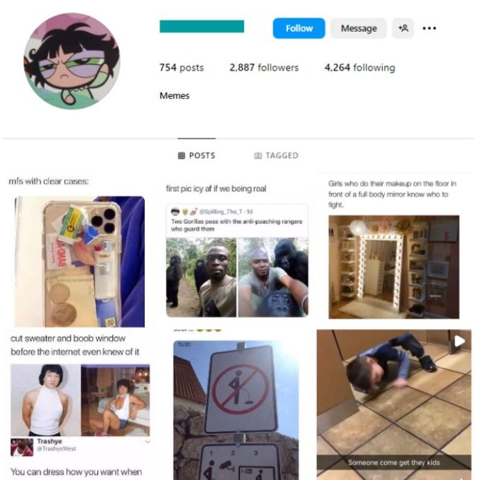 2K Humor Memes Instagram Account for sale