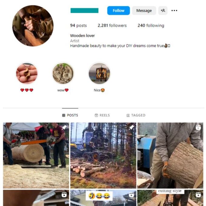 2K Trees Woodwork Instagram Account for sale