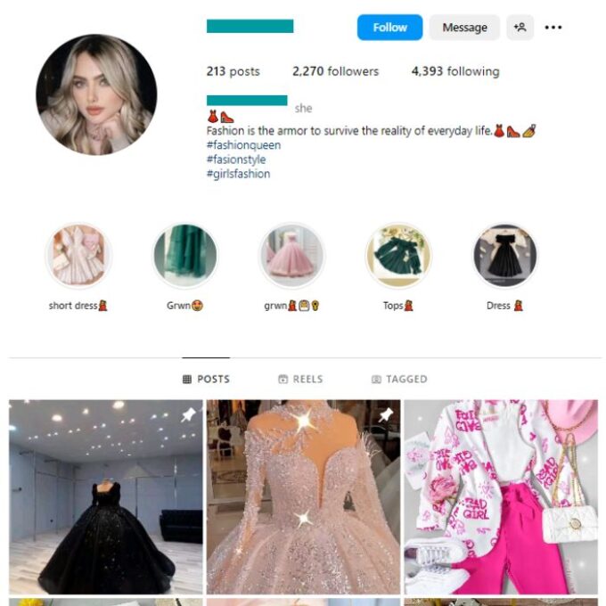 2K Women's Dresses Instagram Account for sale