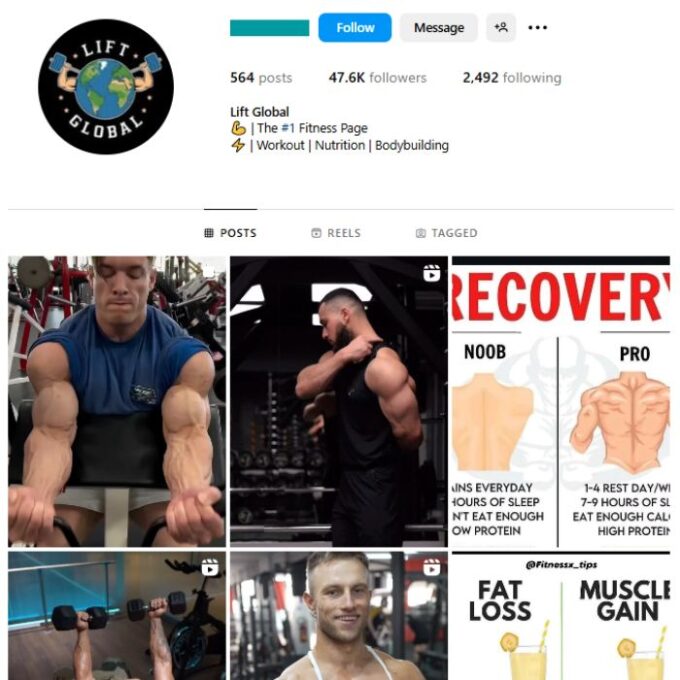 45K Workout Fitness Gym Instagram Account for sale