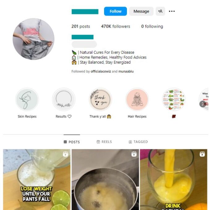 470K Weight Loss Health Instagram Account for sale