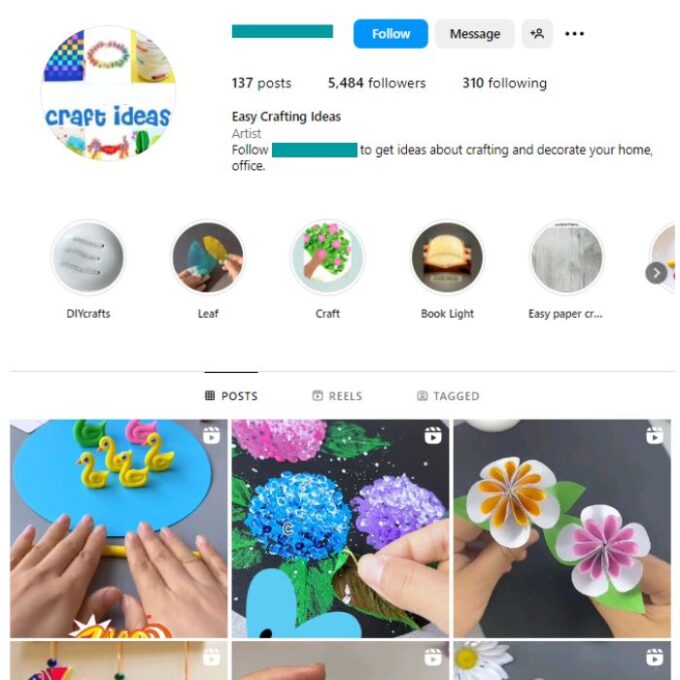 5K Handicraft DIY Instagram Account for sale