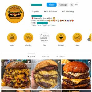 6K Burger Food Instagram Account for sale