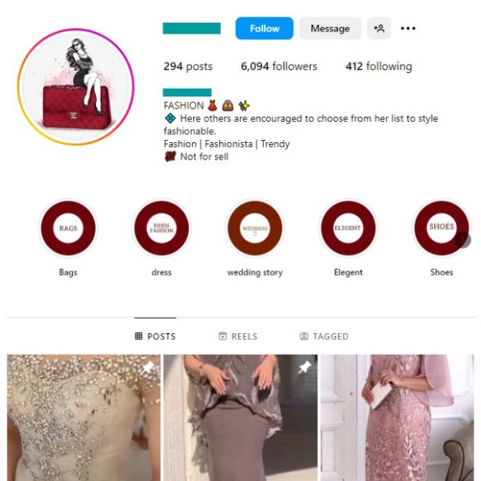 6K Fashion Dresses Instagram Account for sale