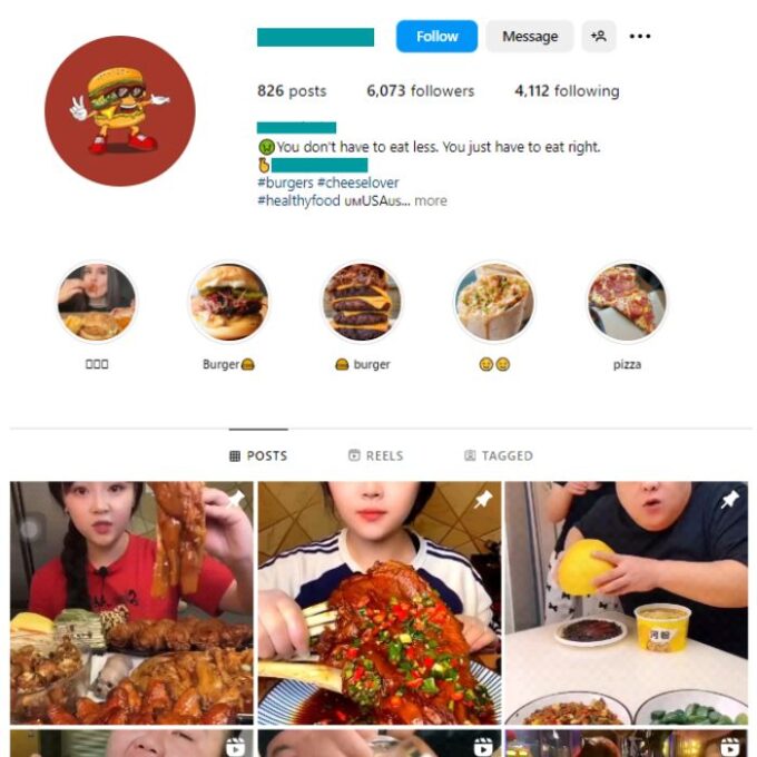 6K Food Mukbang Instagram Account for sale