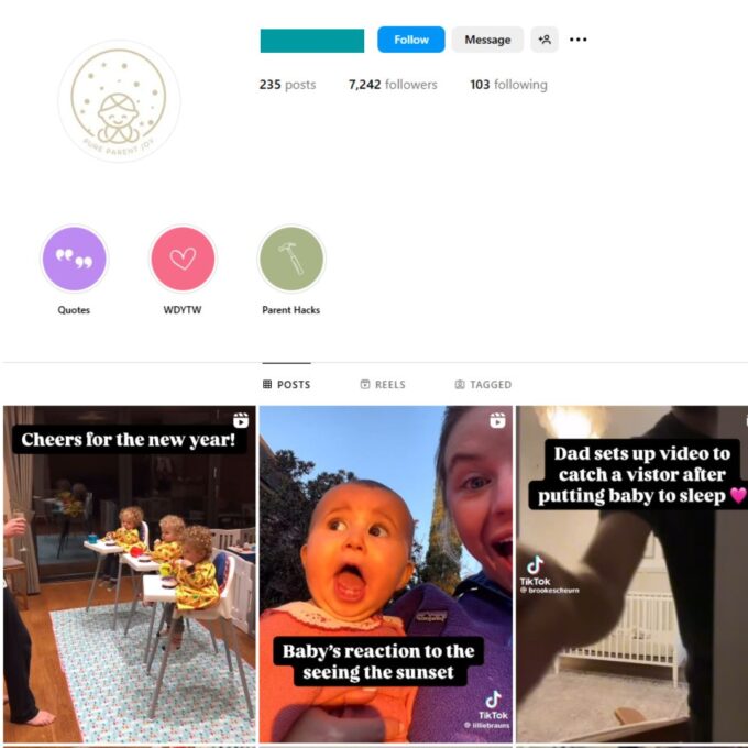 7K Mother Childcare Instagram Account for Sale