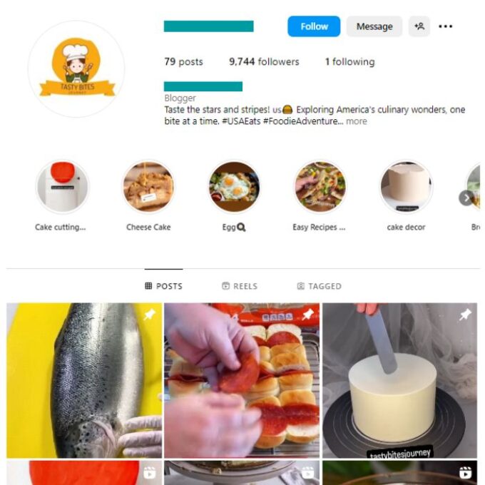 9K Food Cooking Instagram Account for sale