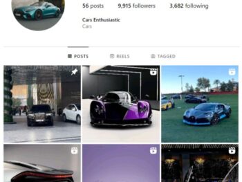 9K Super Cars Instagram Account for sale
