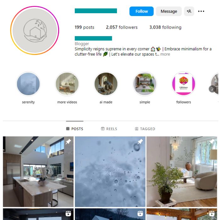 2K Mansions Interior Decor Instagram Account for sale
