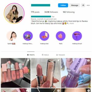 34K Beauty Cosmetics Instagram Account for sale