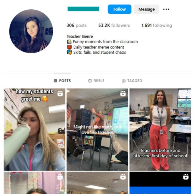 50K Teacher School Humor Instagram Account for sale
