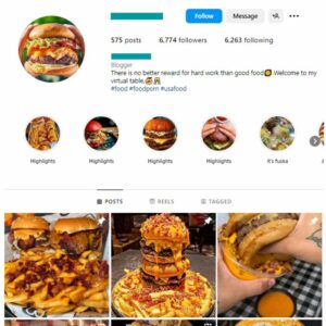 6K Burgers Fast Food Instagram Account for sale