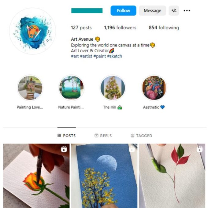 1K DIY Paintings Instagram Account for sale