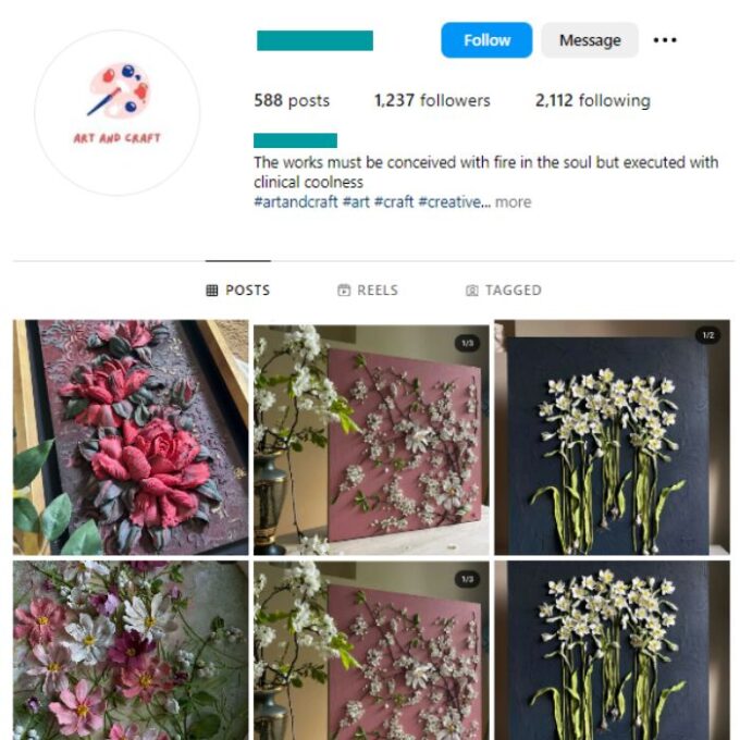 1K Flower Art Instagram Account for sale