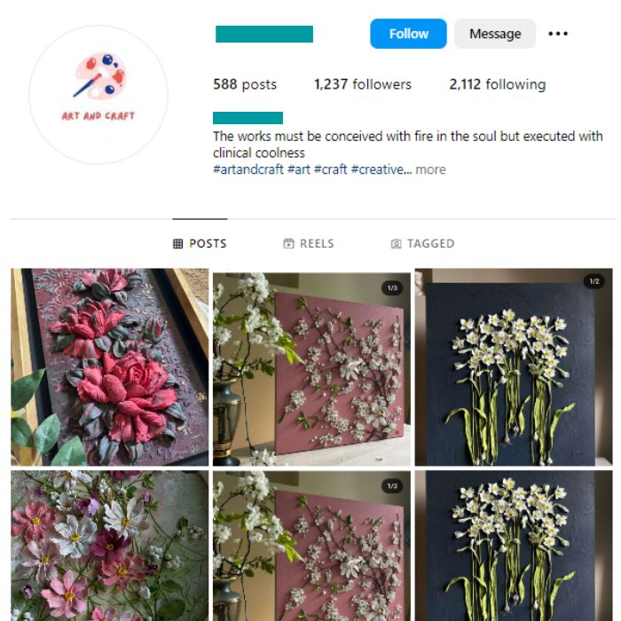 1K Flower Art Instagram Account for sale