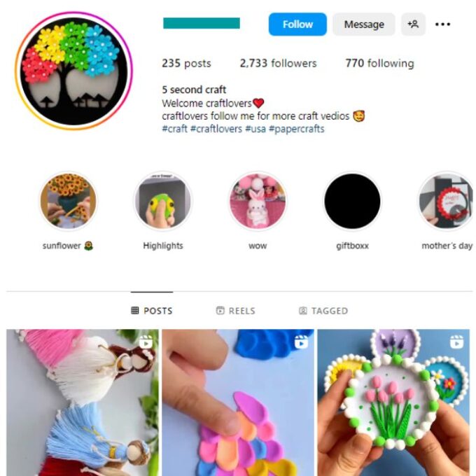 2K Crafts DIY Instagram Account for sale