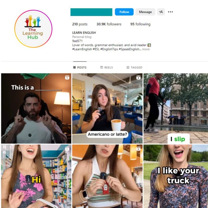 30K Learn English Education Instagram Account for Sale