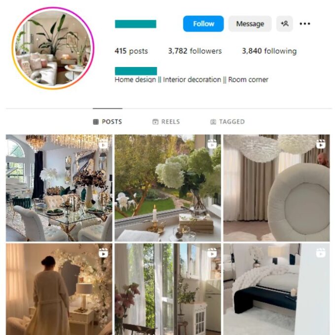 3K Mansions Interior Decor Instagram Account for sale