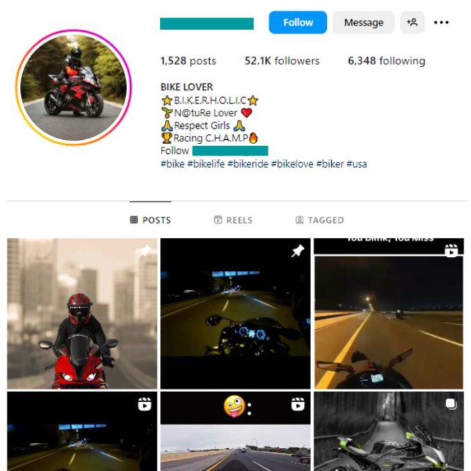 50K Bikes Racing Instagram Account for sale