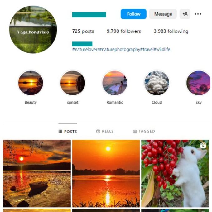 9K Nature Sunsets Instagram Account for sale