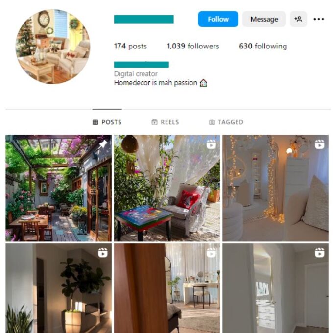 1K Home Decor Luxury Instagram Account for sale