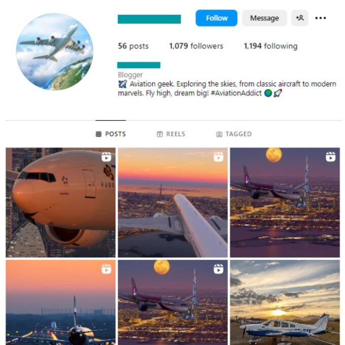 1K Jets Aviation Instagram Account for sale