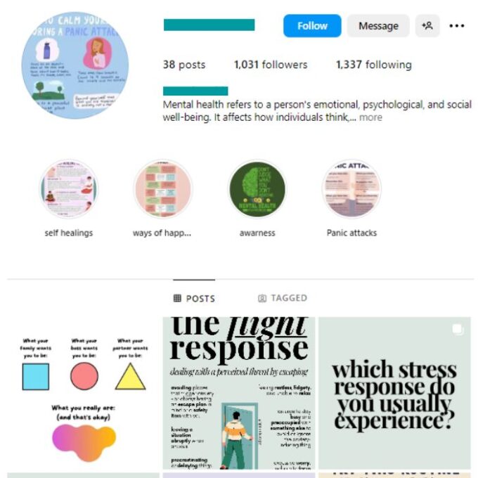 1K Mental Health Instagram Account for sale