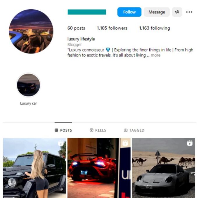 1K Millionaire Lifestyle Instagram Account for sale
