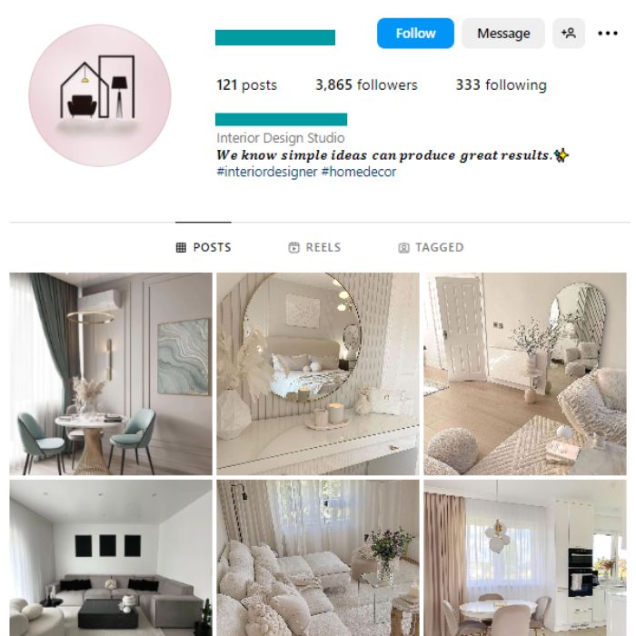 3K Minimalistic Interior Design Instagram Account for sale