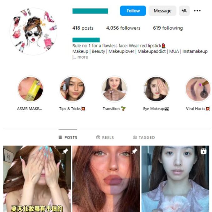 4K Beauty Makeup Instagram Account for sale