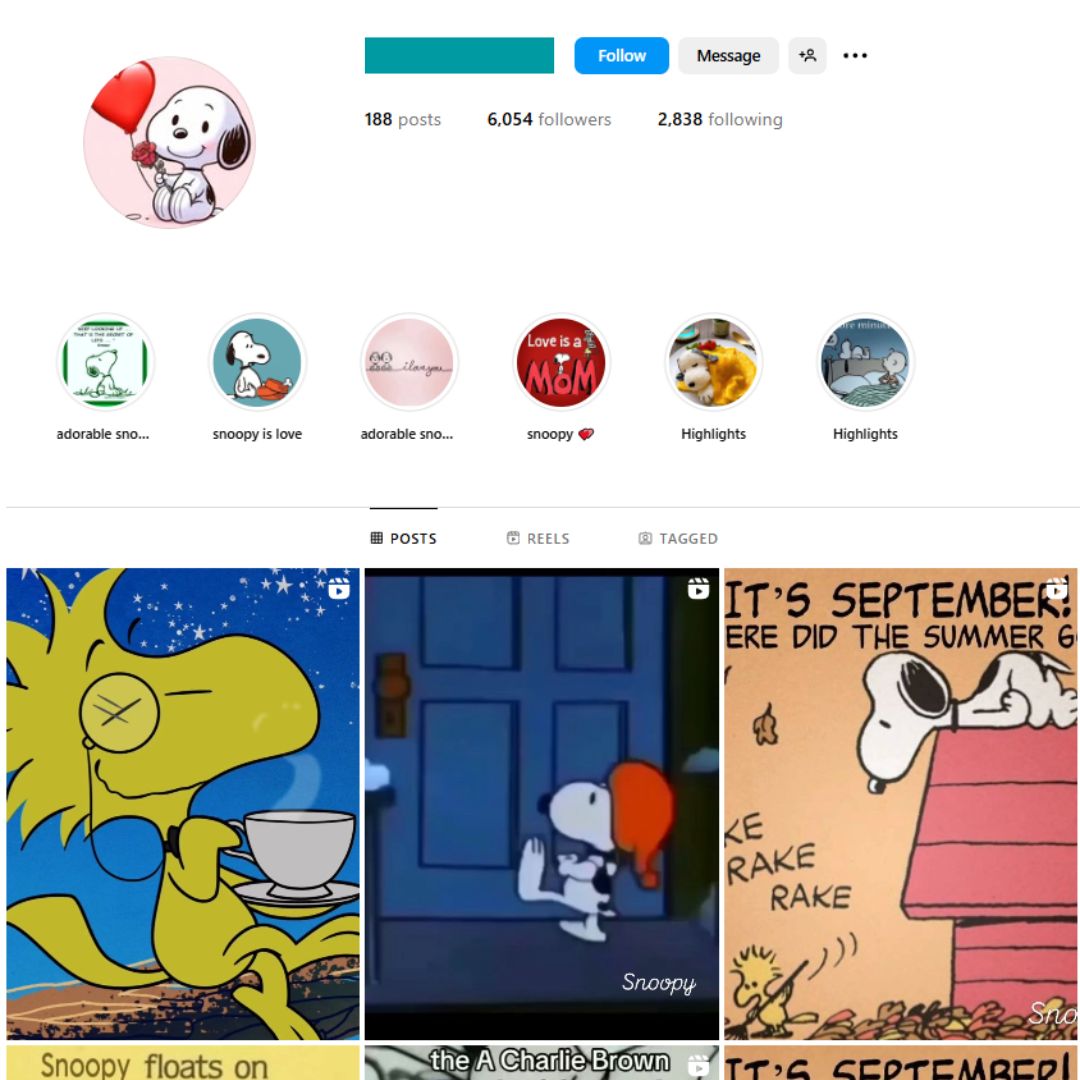 6K Snoopy Cartoon Instagram Account for Sale