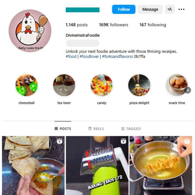 160K Food Nutrition Instagram Account for sale