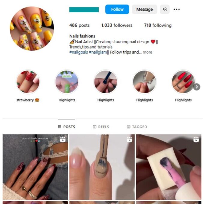 1K Beauty Nails Instagram Account for sale