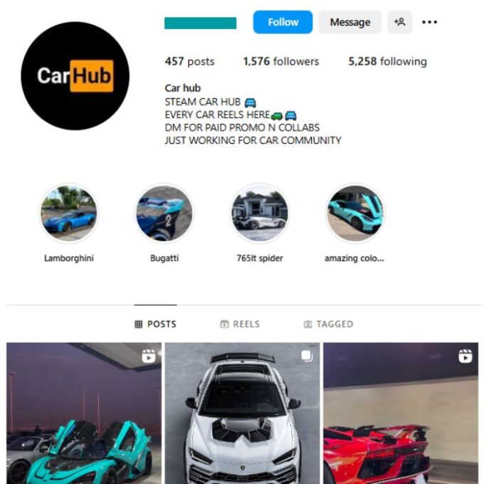 1K Exotic Cars Instagram Account for sale