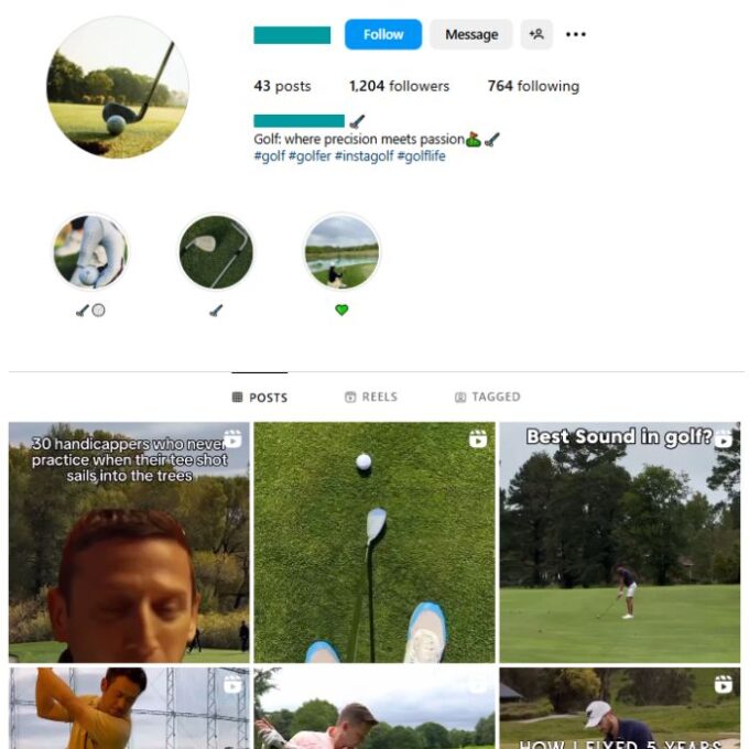 1K Golf Sports Instagram Account for sale