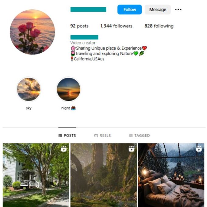 1K Nature Explore Instagram Account for sale