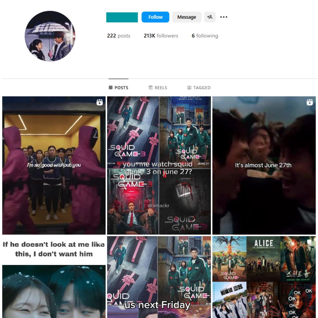 210K K-Drama Series Instagram Account for Sale