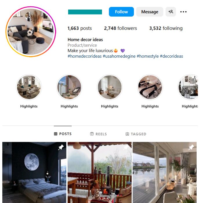 2K Home Decor Interior Instagram Account for sale
