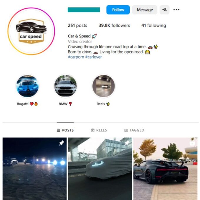 45K Luxury Cars Instagram Account for sale