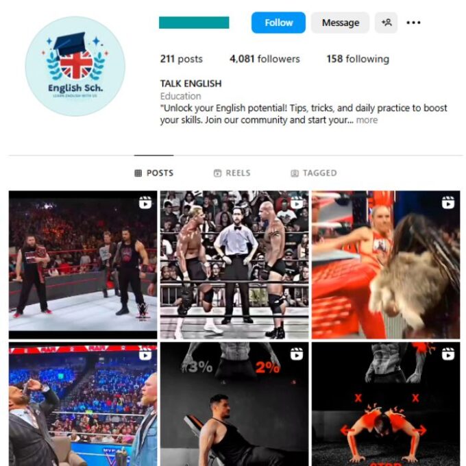 4K Learn English Instagram Account for sale