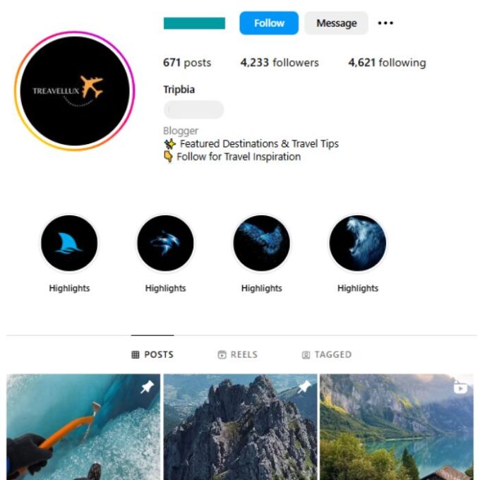 4K Travel Switzerland Instagram Account for sale